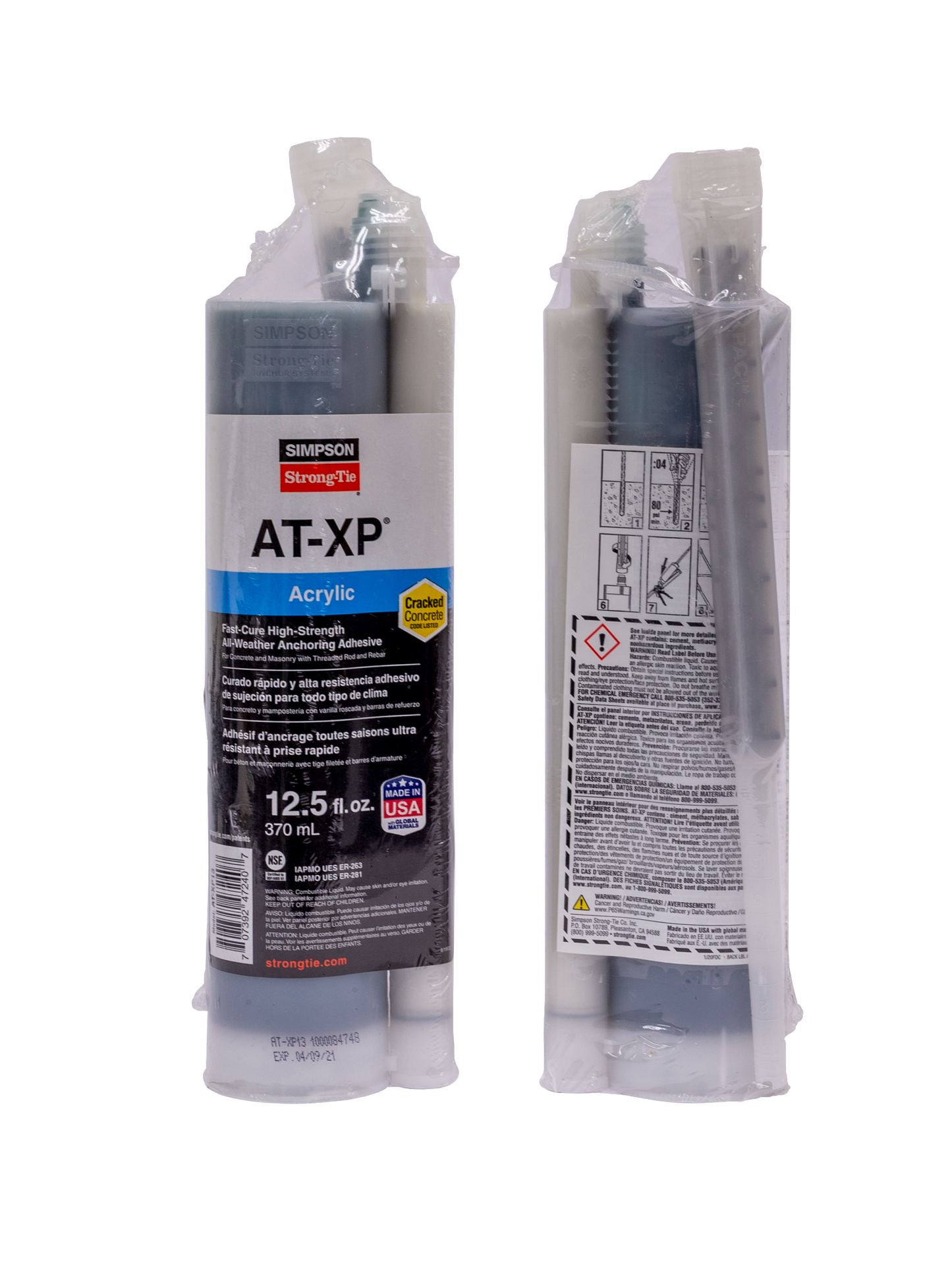 Simpson Strong-Tie AT-XP13 AT-XP® 12.5-oz. High-Strength Acrylic Anchoring Adhesive Cartridge w/ Nozzle (Pack of 10)