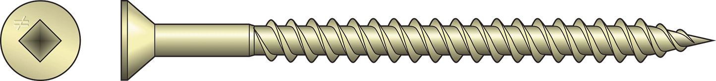Simpson Strong-Tie WSCT212S WSCT Roofing Tile Screw (Collated) — #8 x 2-1/2 in. #3 Square, Flat Head, Zinc (1500-Qty) (Pack of 100)