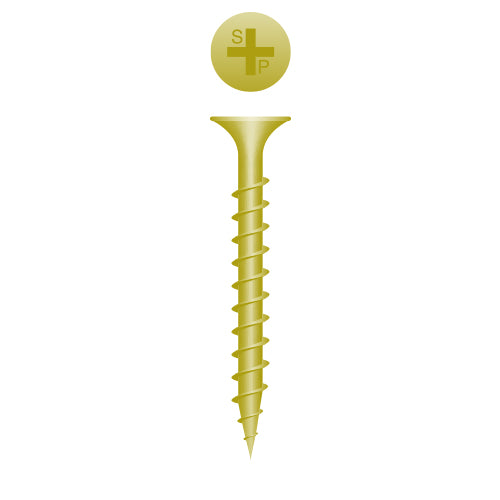 830CY - Strong-Point Phillips Bugle Head, Coarse Thread, Zinc Yellow Plated, 8 x 3, Box of 2,000