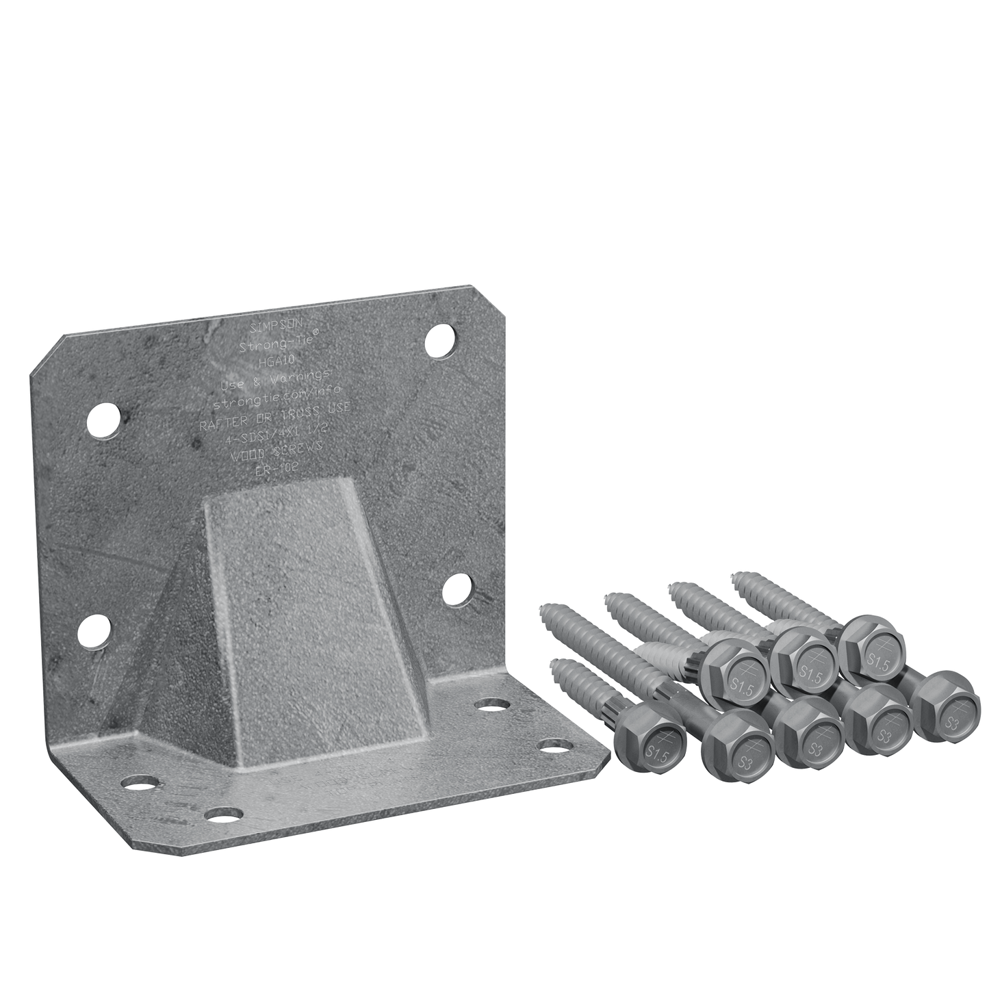 Simpson Strong-Tie HGA10KTHDG HGA Hot-Dip Galvanized Hurricane Gusset Angle with SDS Screws (10-Qty) (Pack of 6)