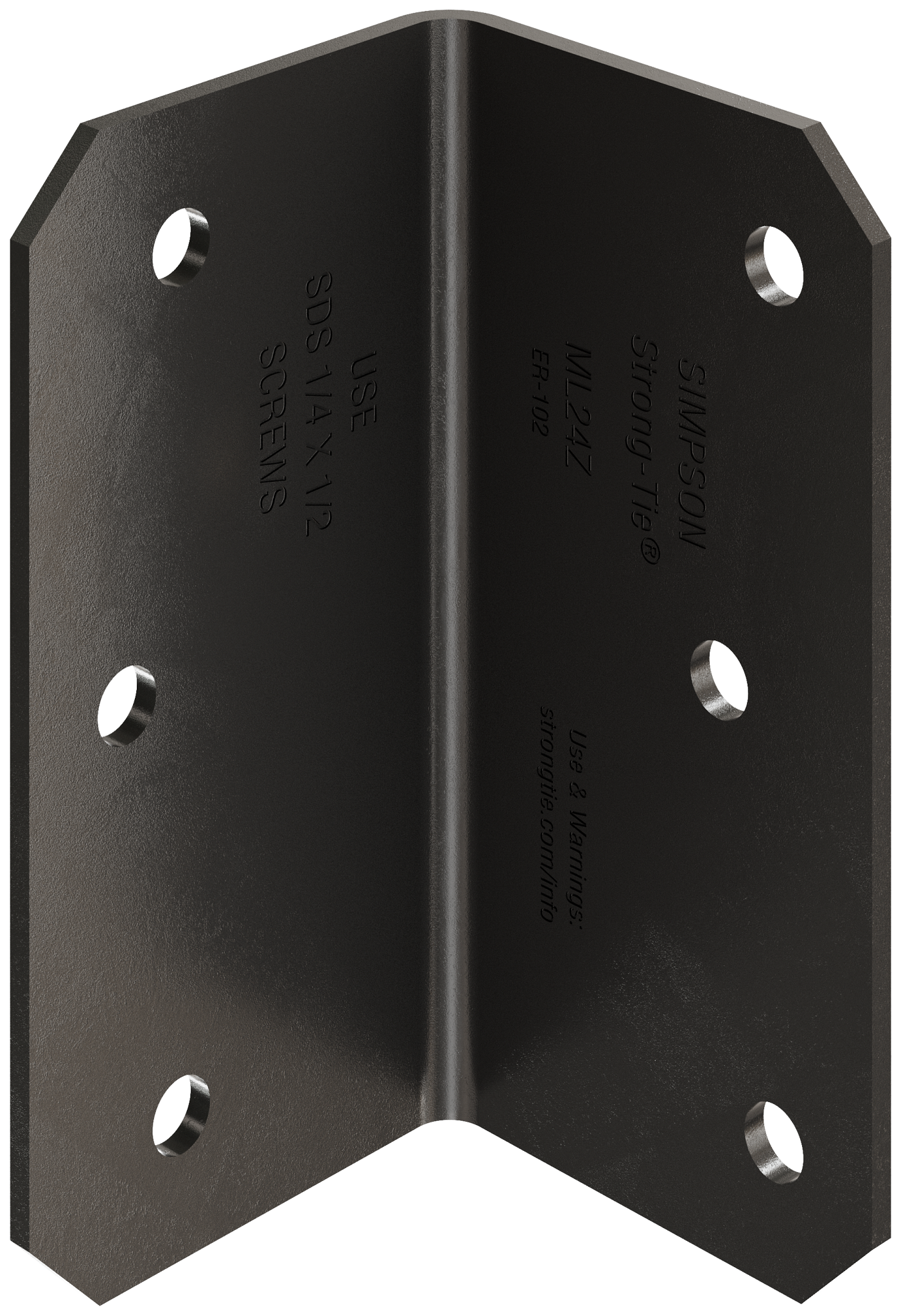 Simpson Strong-Tie ML24PC Outdoor Accents® MLPC 2 in. x 4 in. 12-Gauge ZMAX®, Black Powder-Coated Medium L Angle (Pack of 2100)