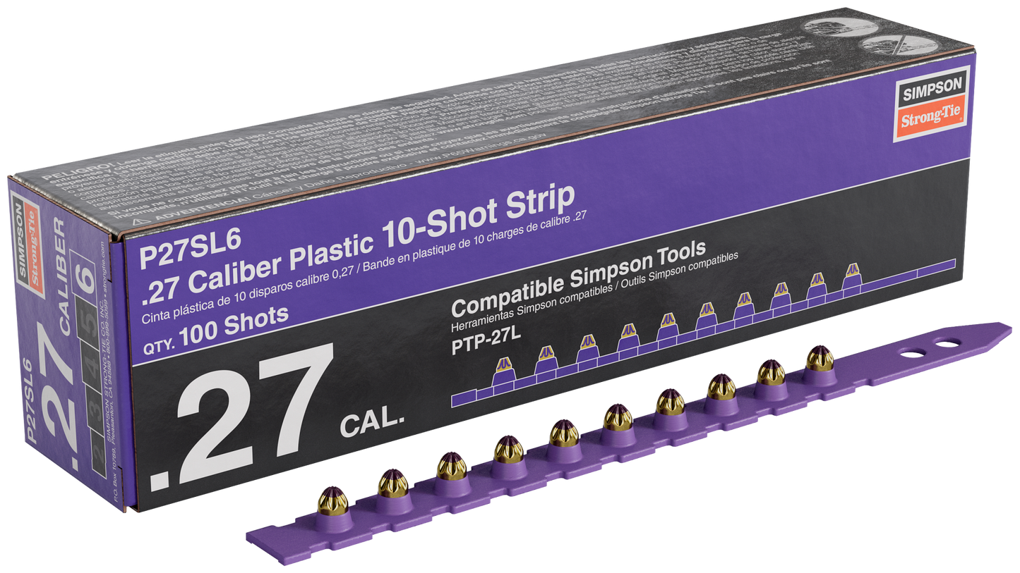 Simpson Strong-Tie P27SL6 P27SL 0.27-Caliber Plastic, 10-Shot Strip Load, Purple (100-Qty) (Pack of 100)