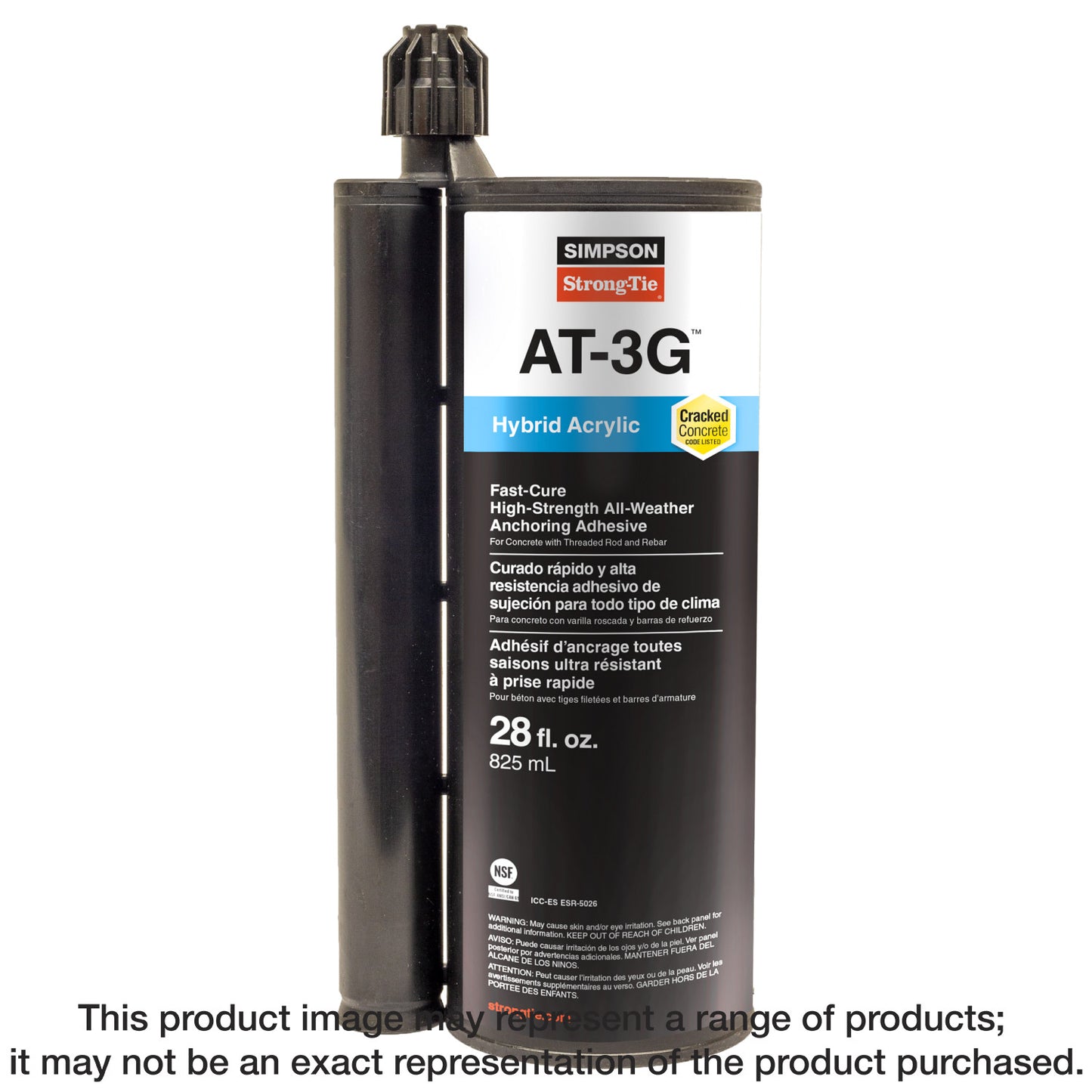 Simpson Strong-Tie AT3G30 AT-3G™ 28-oz. High-Strength Acrylic Anchoring Adhesive Cartridge w/ Nozzle (Pack of 225)