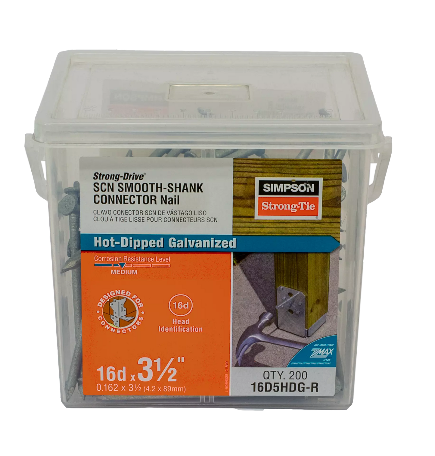 Simpson Strong-Tie 16D5HDG-R Strong-Drive® SCN SMOOTH-SHANK CONNECTOR Nail — 3-1/2 in. x 0.162 in. HDG (200-Qty) (Pack of 336)