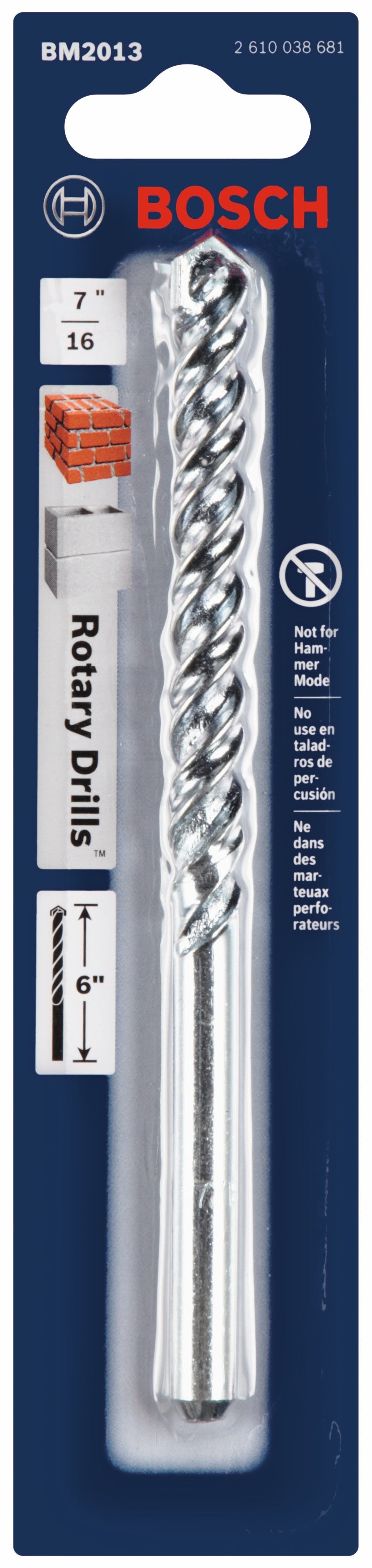 BOSCH BM2013 7/16 In. X 4 In. X 6 In. Fast Spiral Rotary Masonry Drill Bit