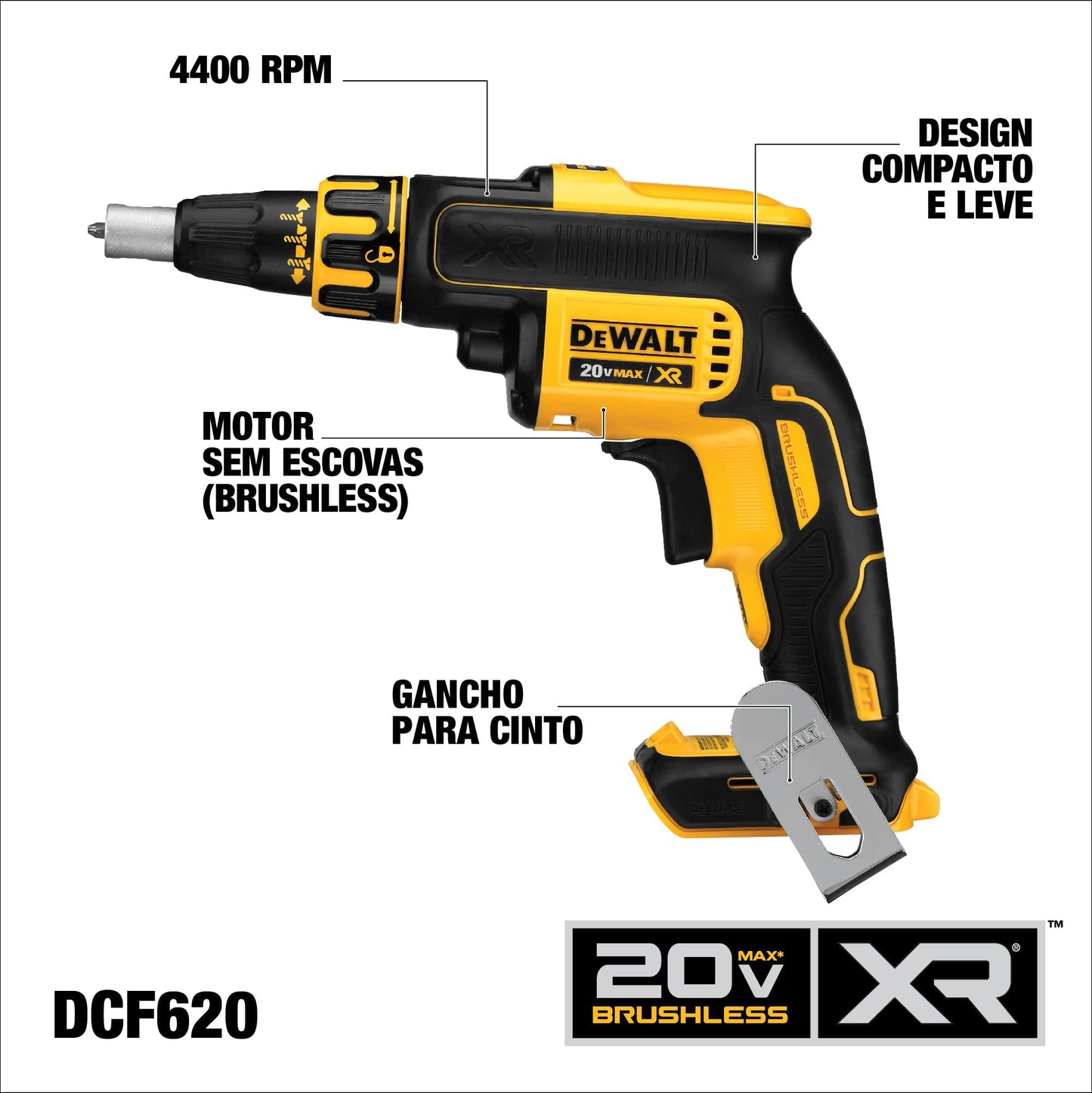 DEWALT 20V MAX XR Drywall Screw Gun, Tool Only (DCF620B)