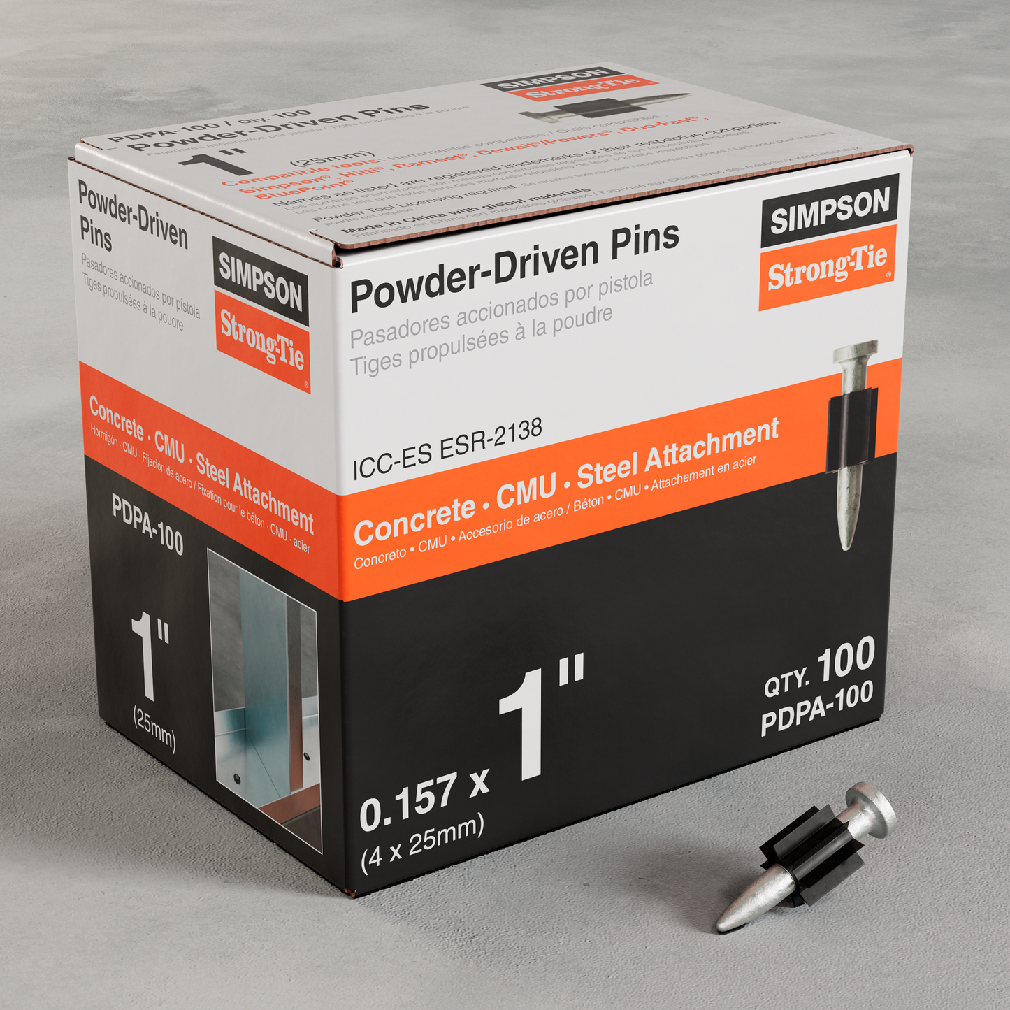 Simpson Strong-Tie PDPA-100 PDPA .157 in. x 1 in. Powder-Actuated Pin (100-Qty) (Pack of 1500)