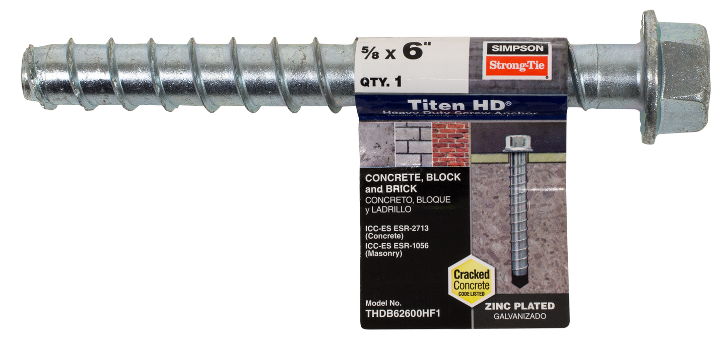 Simpson Strong-Tie THDB62600HF1 Titen HD® 5/8 in. x 6 in. Heavy-Duty Screw Anchor