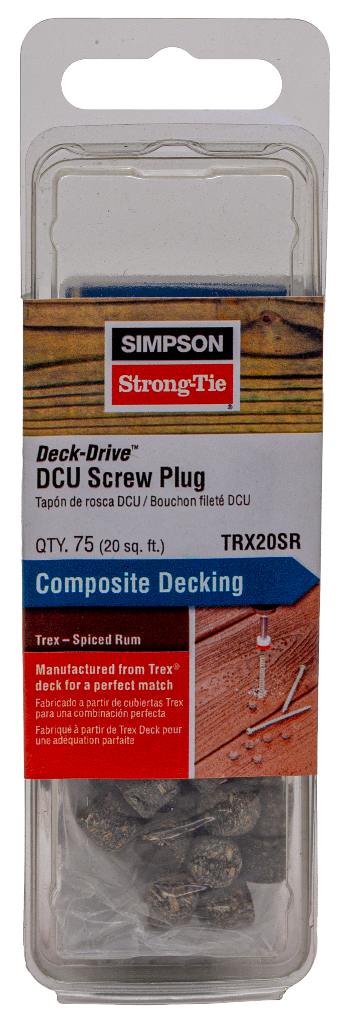 Simpson Strong-Tie TRX20SR Deck-Drive™ DCU Screw Plug — Trex Spiced Rum (75-Qty) (Pack of 5)