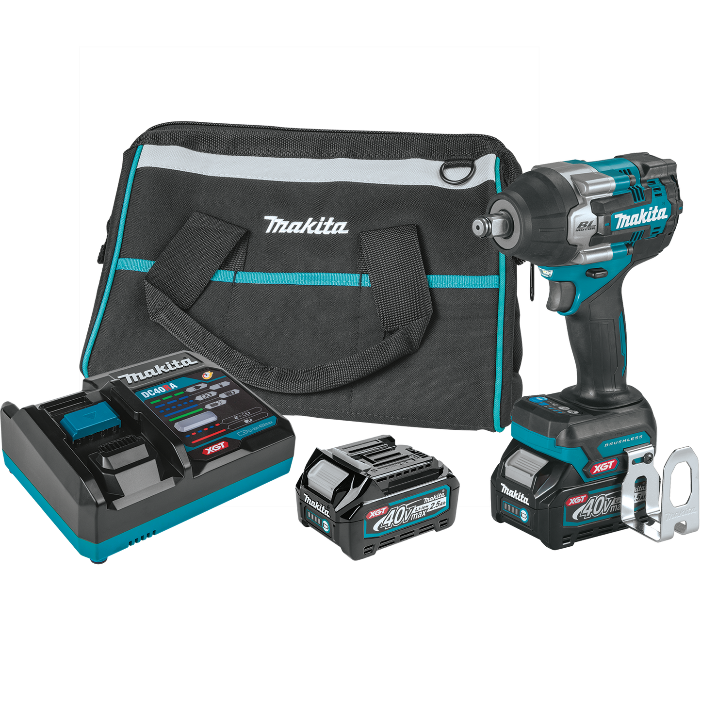 Makita GWT07D 40V max XGT® Brushless Cordless 4-Speed Mid-Torque 1/2" Sq. Drive Impact Wrench Kit w/ Friction Ring Anvil (2.5Ah)