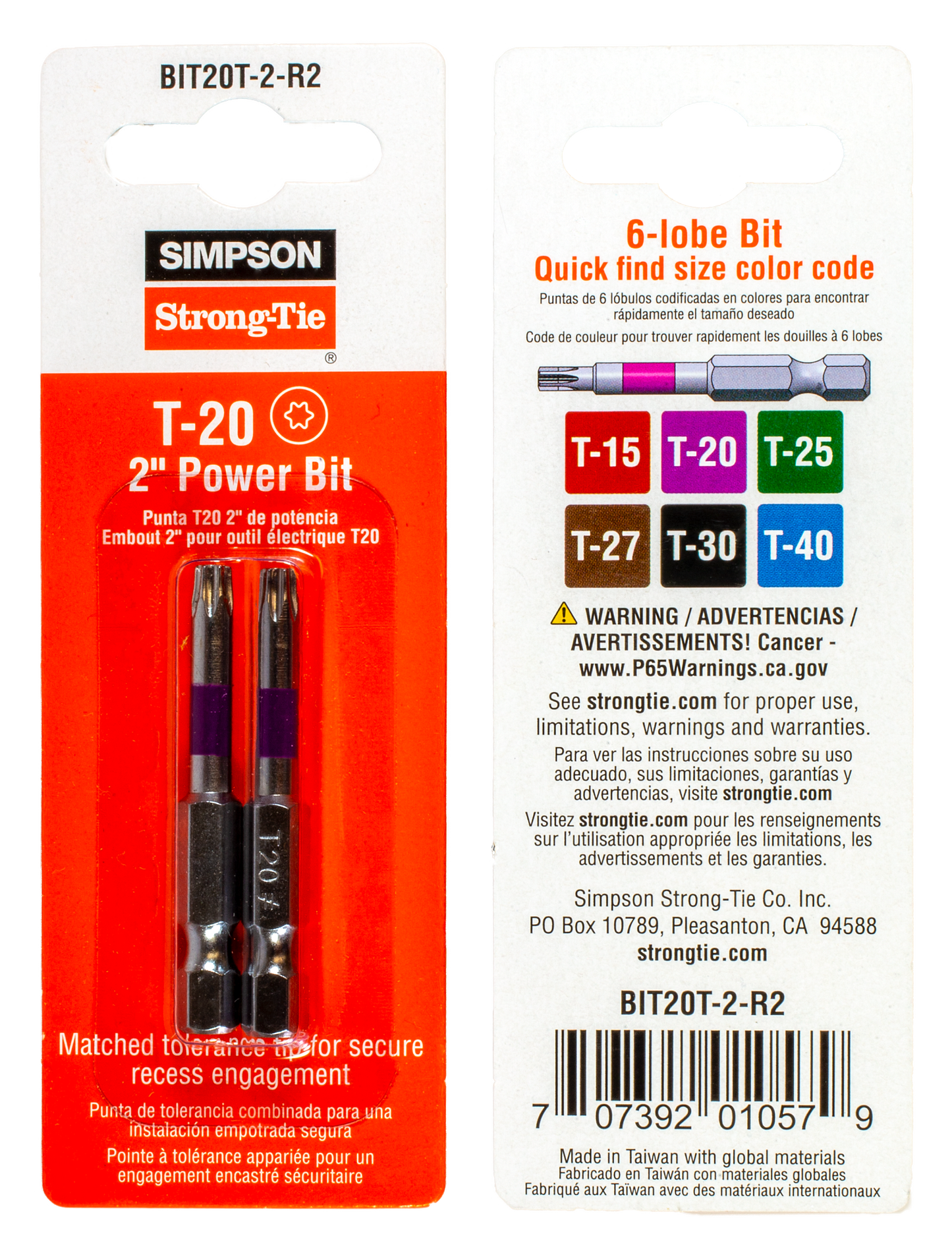 Simpson Strong-Tie BIT20T-2-R2 T20 6-Lobe-Drive 2-in. Power Bit (2-Qty) (Pack of 7200)