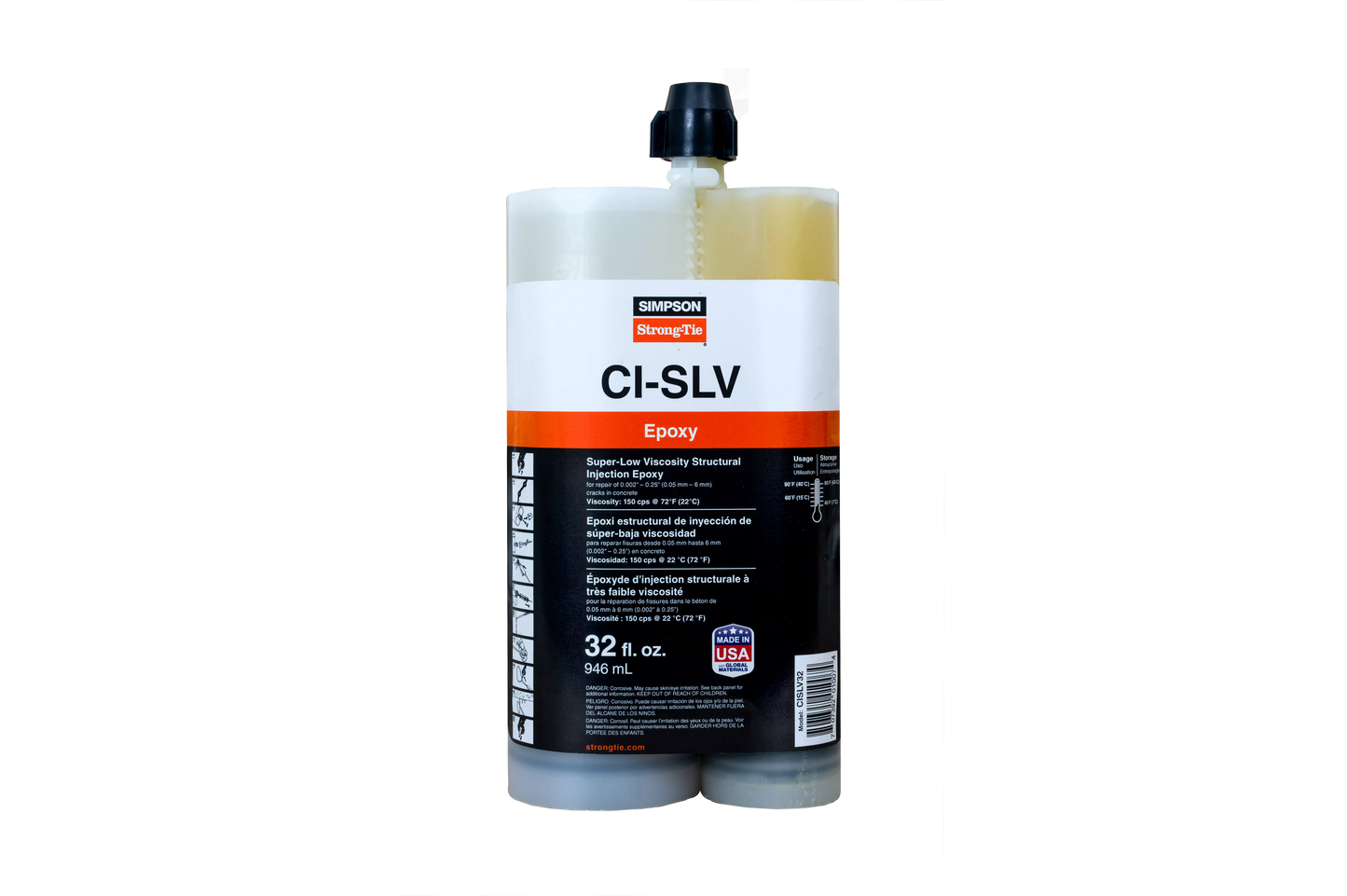 Simpson Strong-Tie CISLV32 CI-SLV™ Super-Low-Viscosity Structural Injection Epoxy (32 oz.) (Pack of 5)