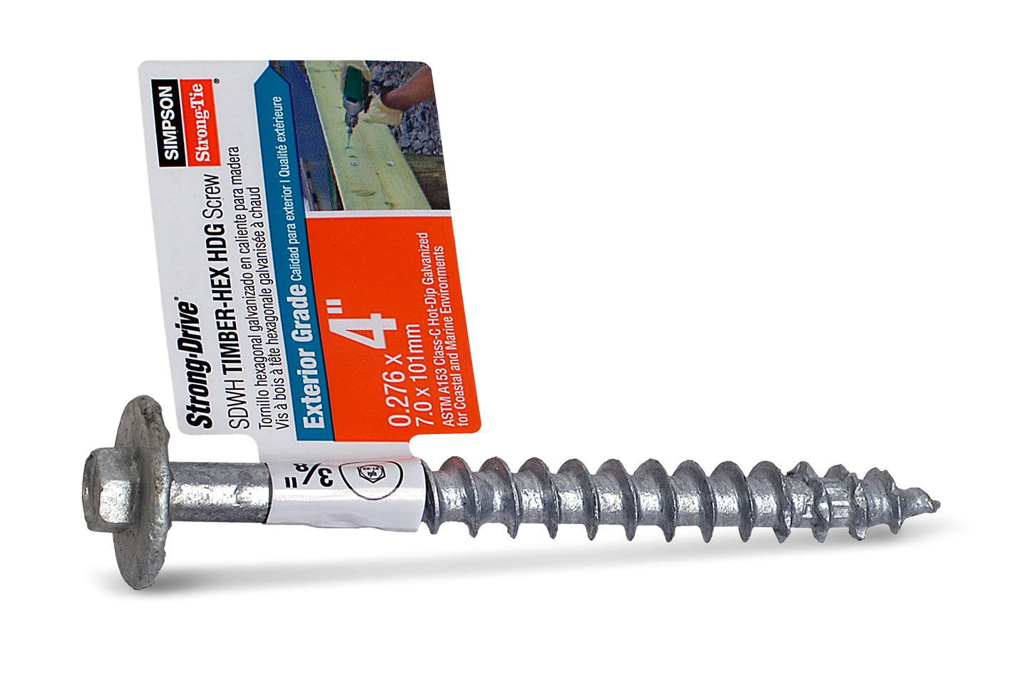 Simpson Strong-Tie SDWH27400G-RP1 Strong-Drive® SDWH™ TIMBER-HEX HDG Screw — 0.276 in. x 4 in. 3/8 Hex (Pack of 19840)