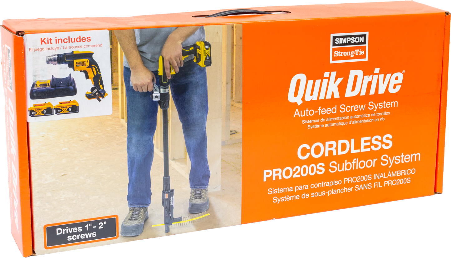 Simpson Strong-Tie PRO200SG2C2K Quik Drive® Cordless PRO200S Multi-Purpose System w/ DeWalt® 2500 RPM Screwdriver Motor