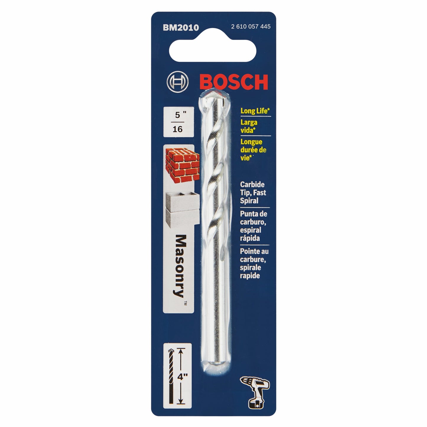 BOSCH BM2010 1/4 In. X 2 In. X 4 In. Fast Spiral Rotary Masonry Drill Bit