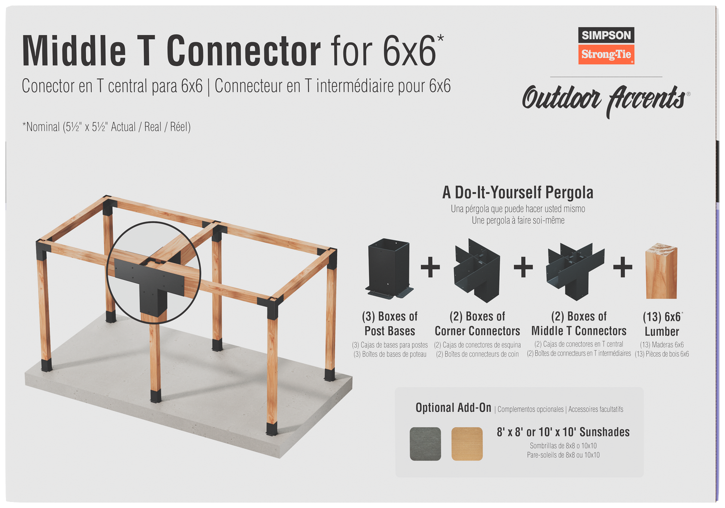 Simpson Strong-Tie SAGE-T66-KT1 Outdoor Accents® Sage System™ Black Powder-Coated Middle-T Connector for 6x6 with Screws