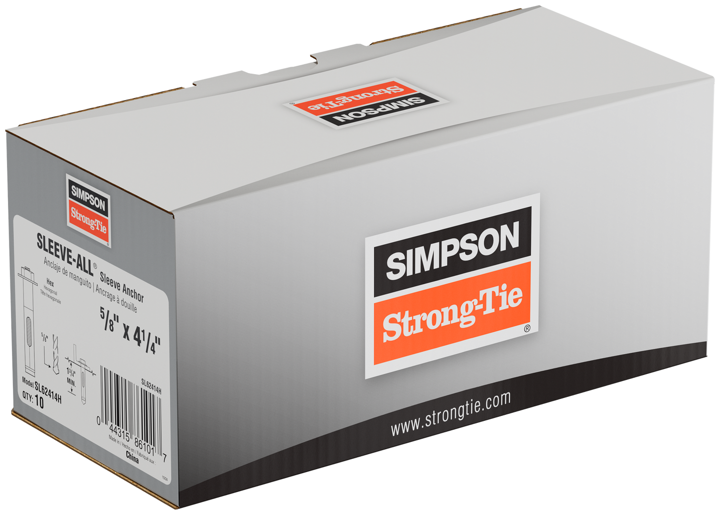 Simpson Strong-Tie SL62414H Sleeve-All® 5/8 in. x 4-1/4 in. Hex-Head Sleeve Anchor (10-Qty)