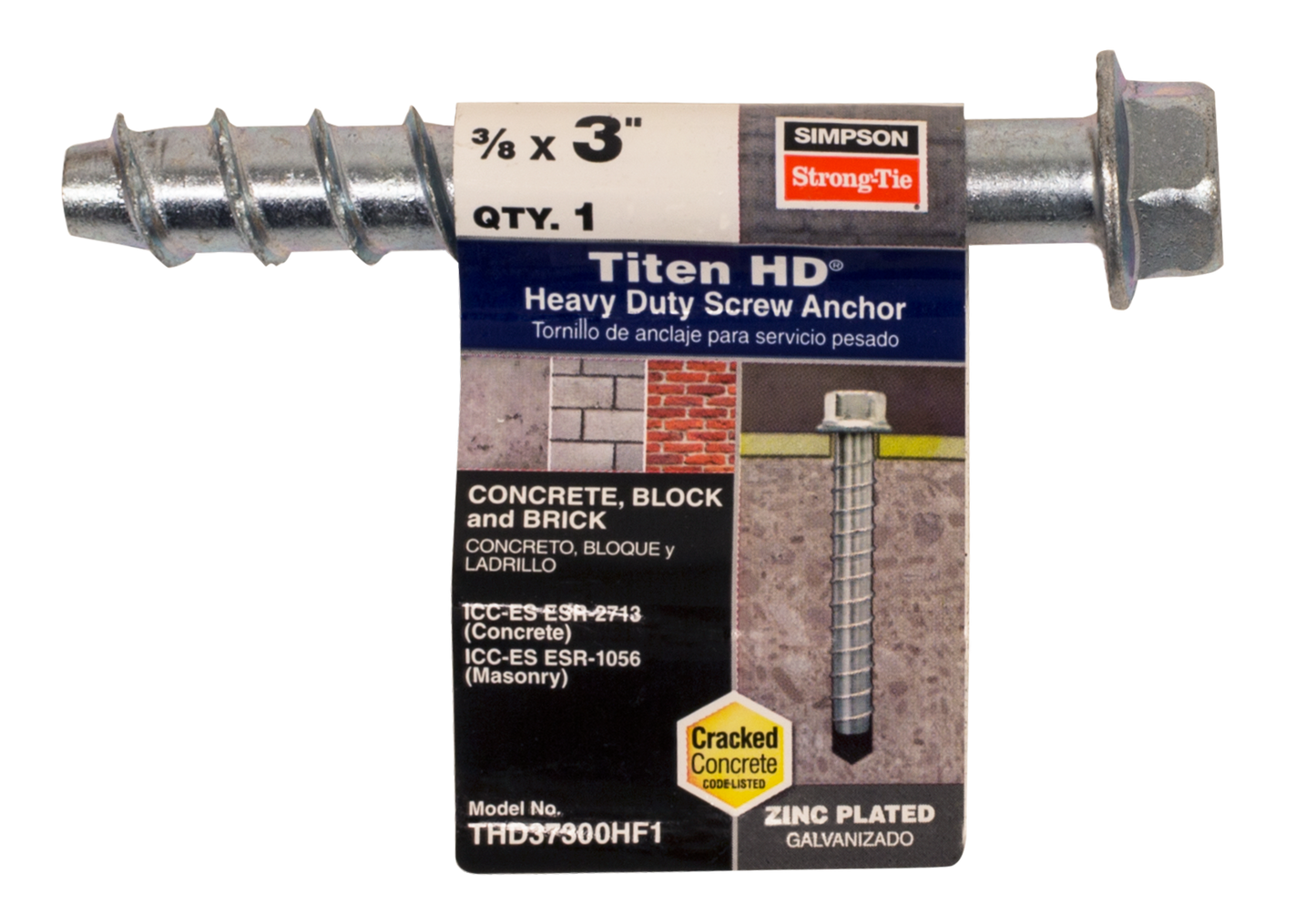 Simpson Strong-Tie THD37300HF1 Titen HD® 3/8 in. x 3 in. Heavy-Duty Screw Anchor (Pack of 16740)
