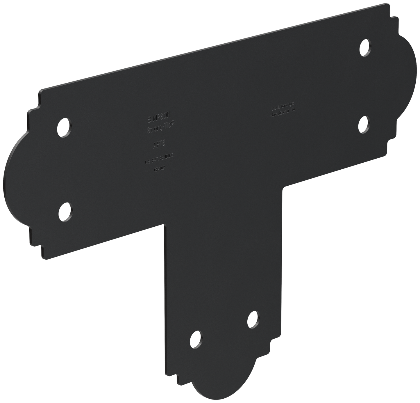 Simpson Strong-Tie APT6 Outdoor Accents® Mission Collection® ZMAX®, Black Powder-Coated T Strap for 6x6 (Pack of 256)