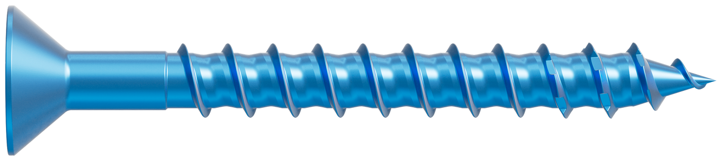 Simpson Strong-Tie TNT25214TF Titen Turbo™ — 1/4 in. x 2-1/4 in. 6-Lobe Flat-Head Concrete and Masonry Screw, Blue (100-Qty)