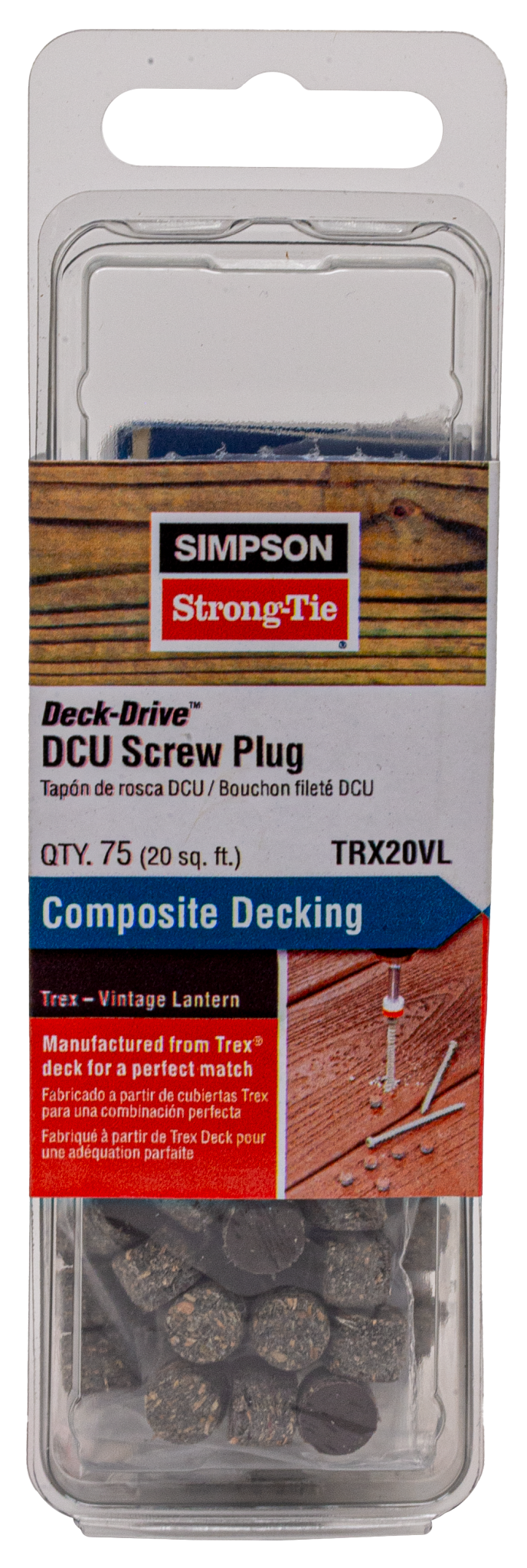 Simpson Strong-Tie TRX20VL Deck-Drive™ DCU Screw Plug — Trex Vintage Lantern (75-Qty) (Pack of 3240)