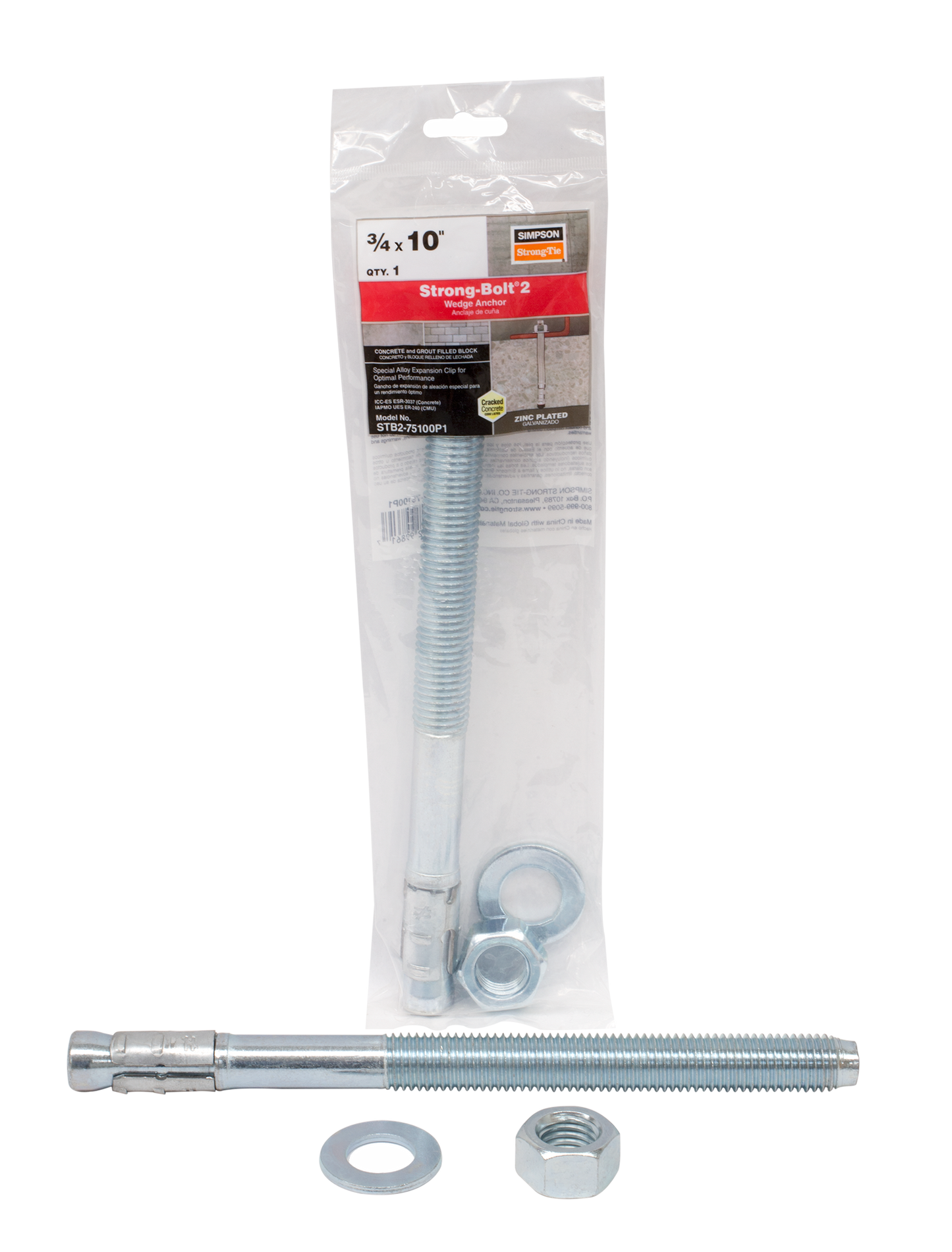 Simpson Strong-Tie STB2-75100P1 Strong-Bolt® 2 — 3/4 in. x 10 in. Wedge Anchor (Pack of 1650)