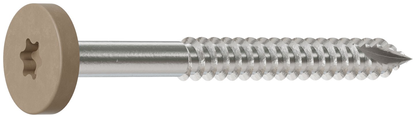Simpson Strong-Tie T08175FS75TN02 Fascia Board Screw — #8 x 1-3/4 in. T-20 6-Lobe Pancake Head Type 316, Tan 02 (75-Qty) (Pack of 500)