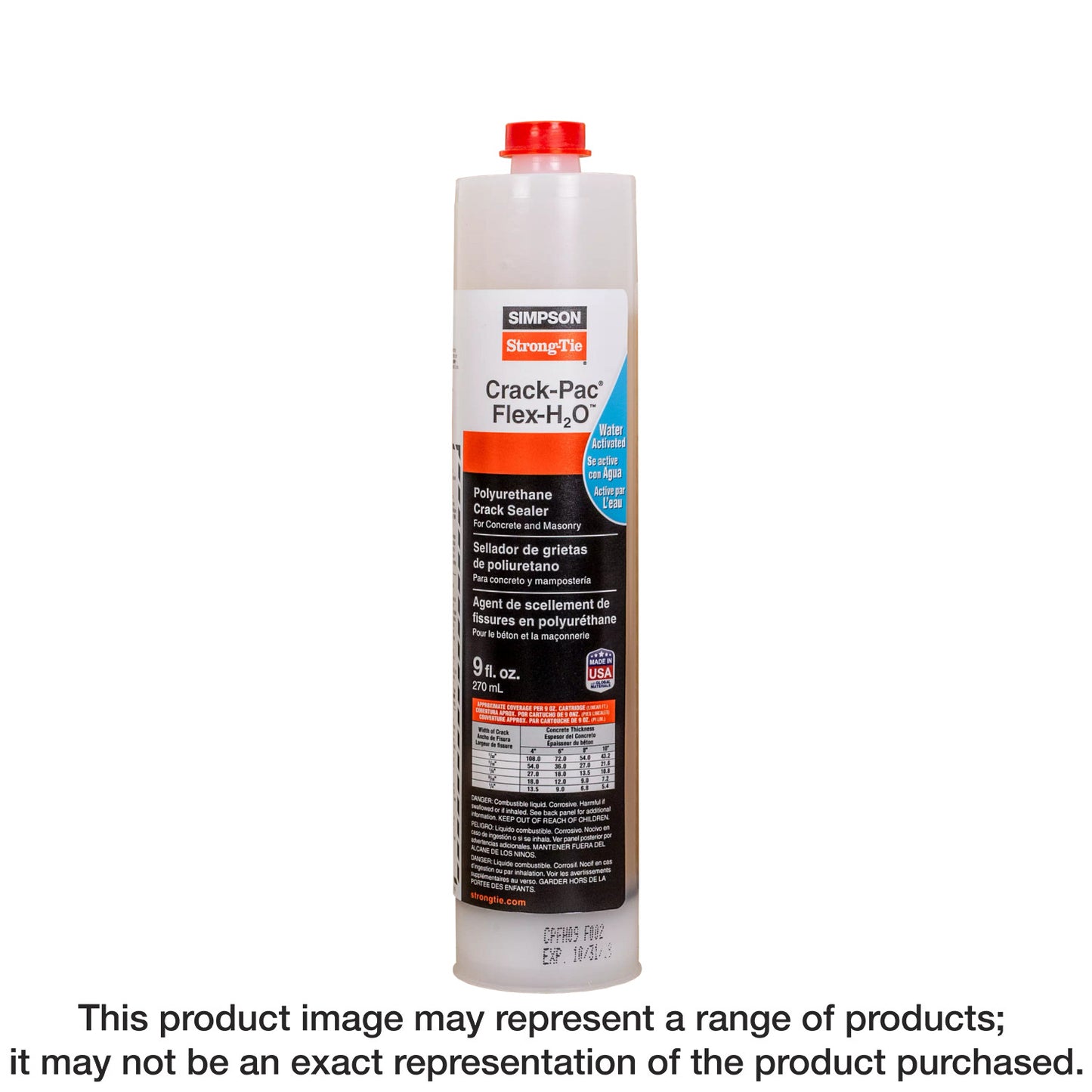 Simpson Strong-Tie CPFH09 Crack-Pac® Flex-H2O™ 9 oz. Polyurethane Crack Sealer Cartridge (Pack of 12)