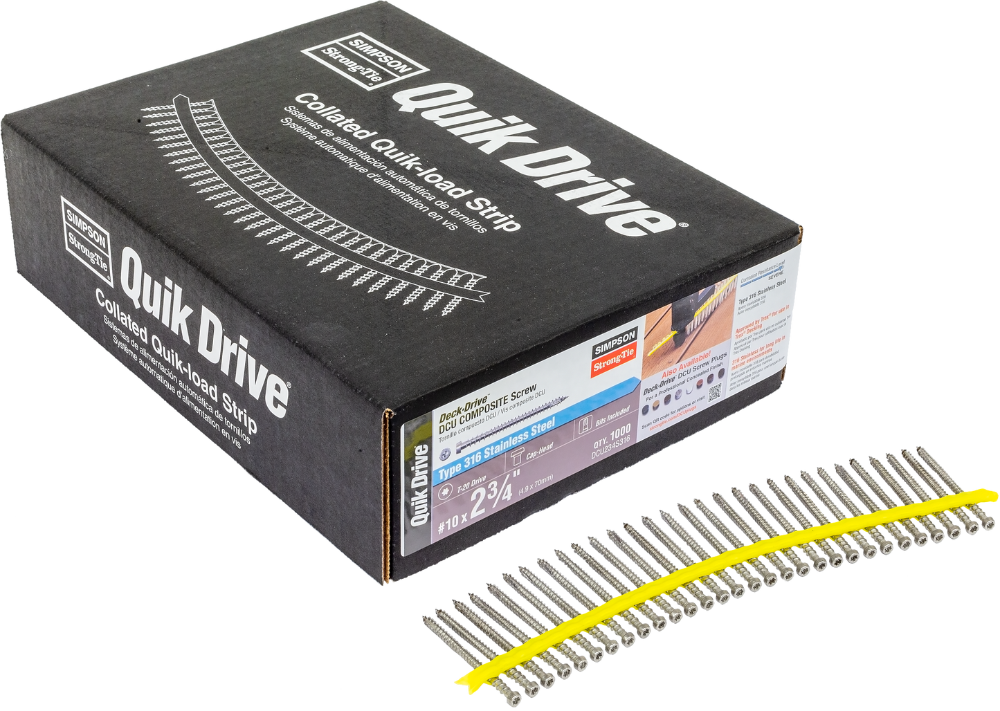 Simpson Strong-Tie DCU234S316 Deck-Drive™ DCU COMPOSITE Screw (Collated) — #10 x 2-3/4 in. Type 316 (1000-Qty)
