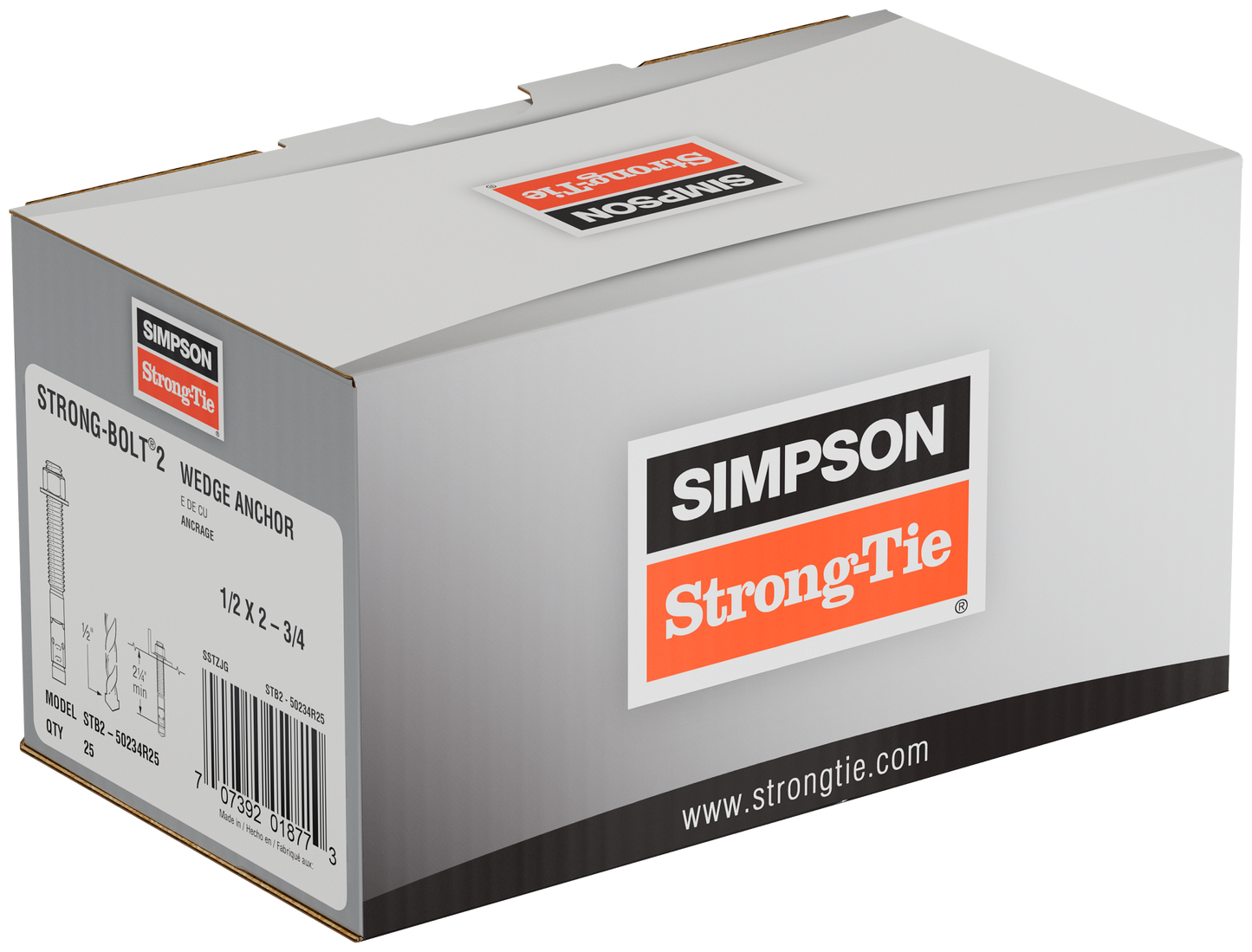 Simpson Strong-Tie STB2-50234R25 Strong-Bolt® 2 — 1/2 in. x 2-3/4 in. Wedge Anchor (25-Qty) (Pack of 420)