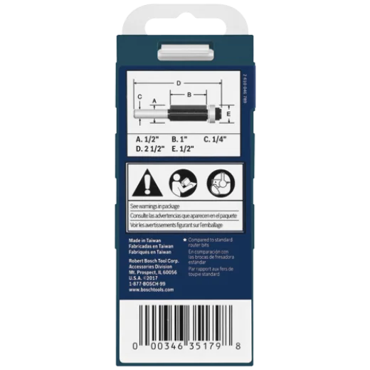 BOSCH 85216MC 1/2 In. x 1 In. Carbide-Tipped Triple-Flute Flush Trim Router Bit