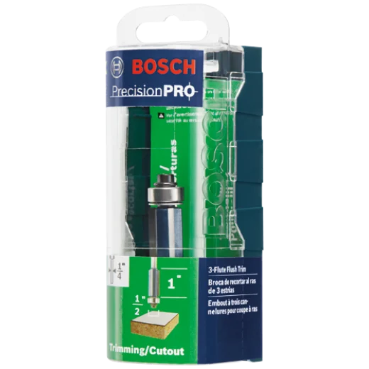 BOSCH 85216MC 1/2 In. x 1 In. Carbide-Tipped Triple-Flute Flush Trim Router Bit