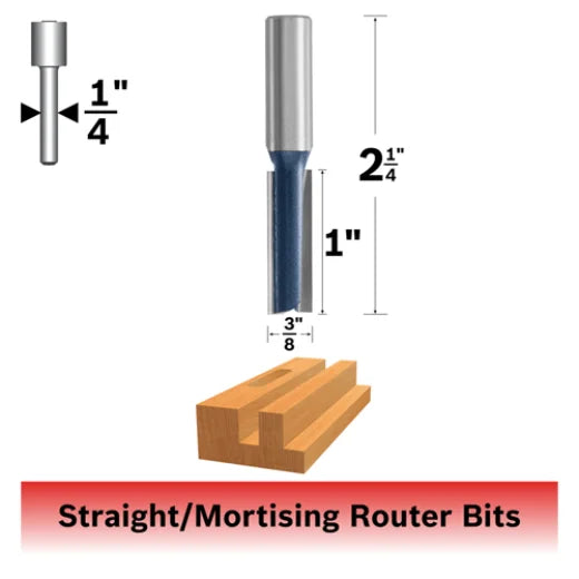 BOSCH 85225MC 3/8 In. x 1 In. Carbide Tipped 2-Flute Straight Bit (Router Bit)
