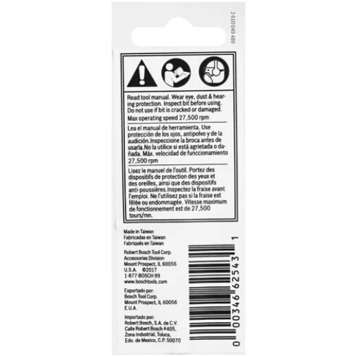 BOSCH 85234B 1/2 In. x 1/2 In. Carbide-Tipped Hinge Mortising Router Bit