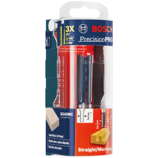 BOSCH 85242MC 1/2 In. x 1-1/2 In. Carbide-Tipped Double-Flute Straight Router Bit
