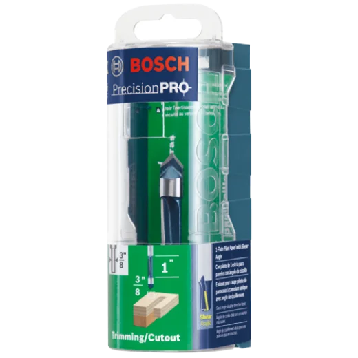 BOSCH 85245SMC 3/8 In. x 1 In. Carbide-Tipped Single-Flute Shear Angle Pilot Panel Router Bit