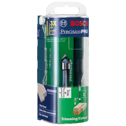 BOSCH 85245SMC 3/8 In. x 1 In. Carbide-Tipped Single-Flute Shear Angle Pilot Panel Router Bit