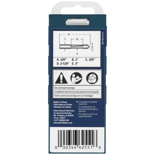 BOSCH 85245SMC 3/8 In. x 1 In. Carbide-Tipped Single-Flute Shear Angle Pilot Panel Router Bit
