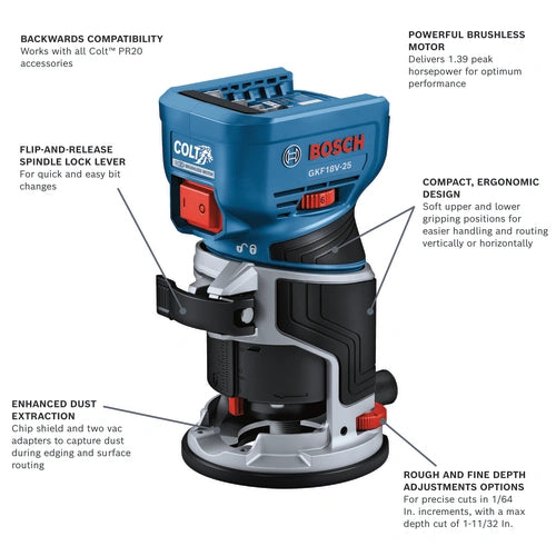 BOSCH GKF18V-25N 18V Brushless Palm Router