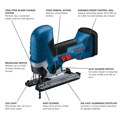 BOSCH GST18V-50BN 18V Brushless Barrel-Grip Jig Saw (Bare Tool)