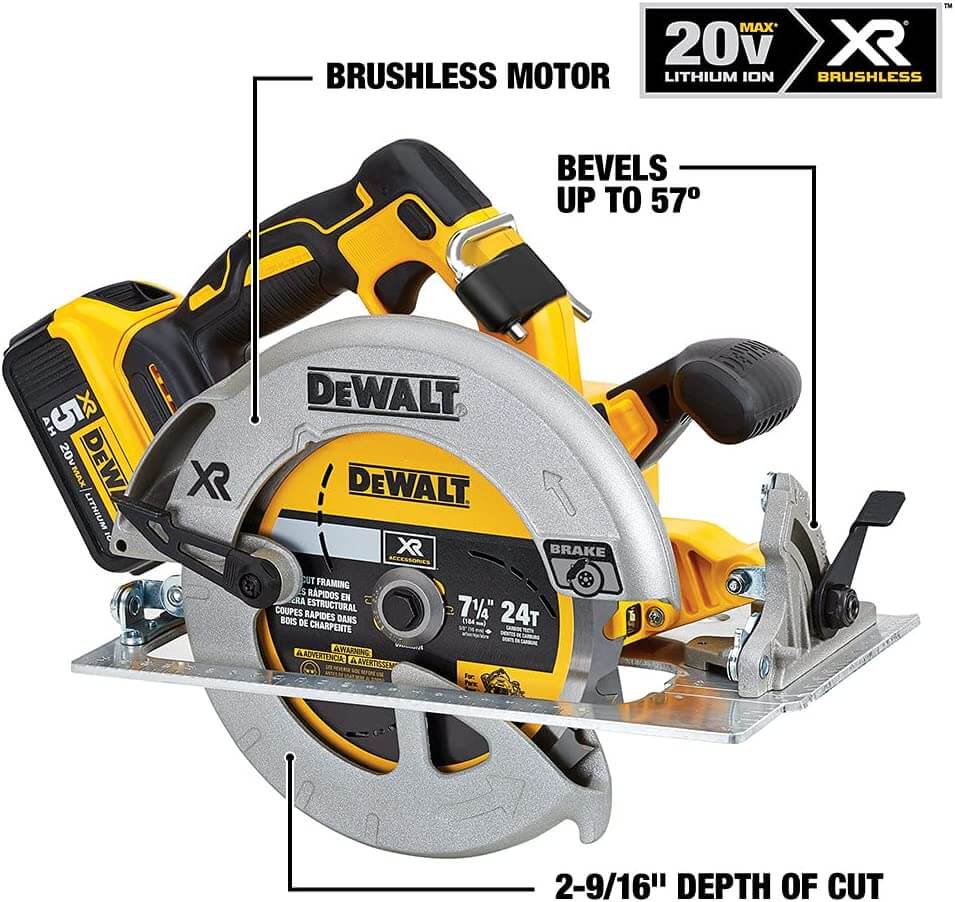 DEWALT DCS570P1 20V MAX* 7-1/4-Inch Cordless Circular Saw with Brake Kit
