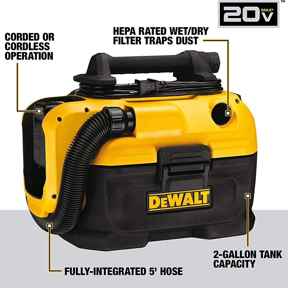 DEWALT DCV581H 20V MAX* Cordless/Corded Wet-Dry Vacuum