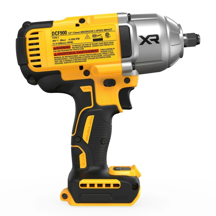 DEWALT DCF900B 20V MAX* XR® 1/2 In. High Torque Impact Wrench with Hog Ring Anvilhless 1/2" Impact Wrench (Tool Only)