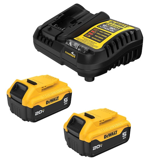 DEWALT DCB205-2C 20V MAX Lithium-Ion Battery 2-Pack and Charger 5.0 Ah Battery Starter Kit
