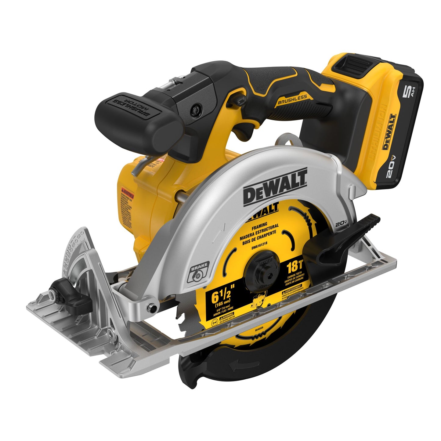 DeWalt DCS565P1 20V MAX* XR 6-1/2 in. Brushless Cordless Circular Saw Kit