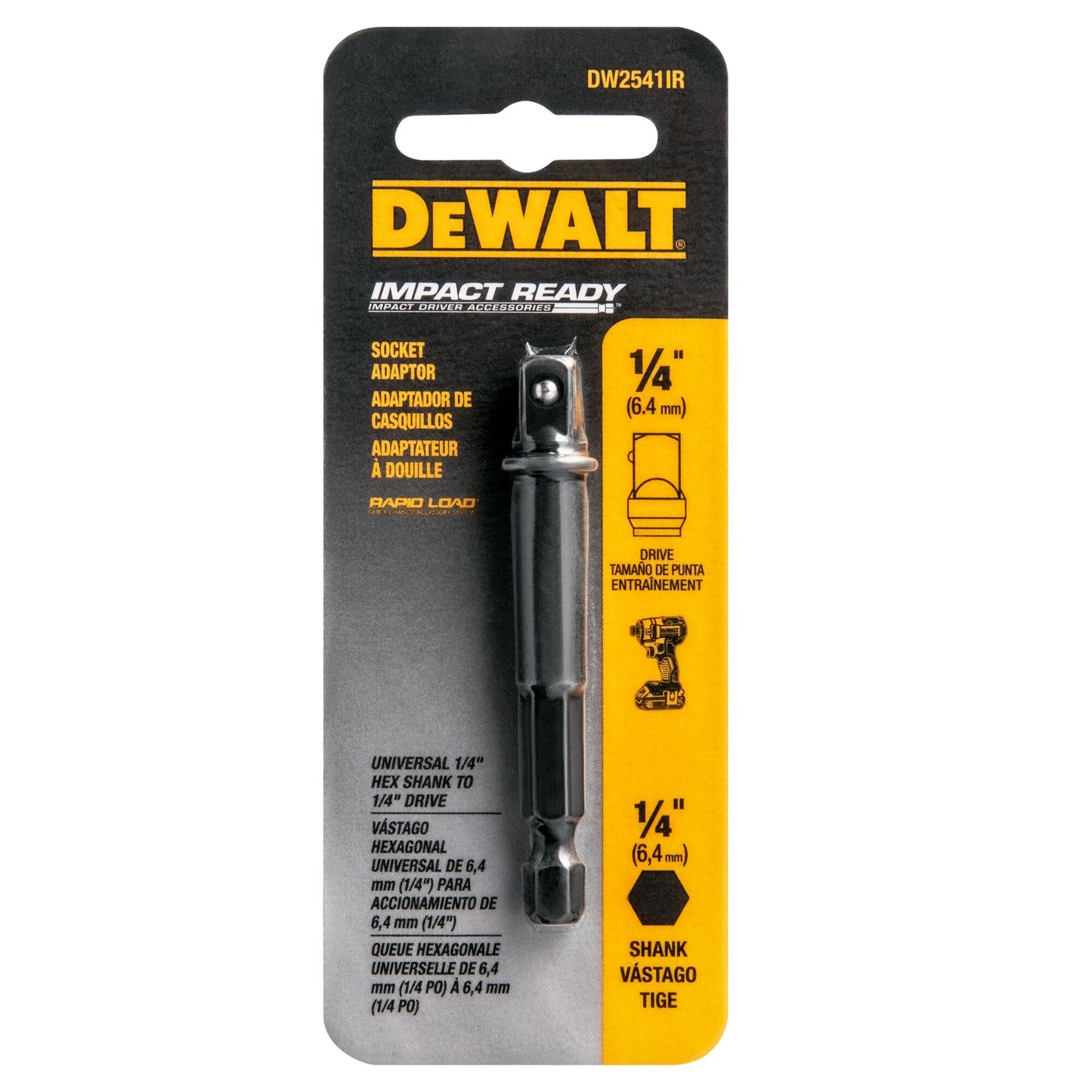 DeWalt DW2541IR G 1/4" Hex To 1/4" Sq Imp Ready Sockt Adpt