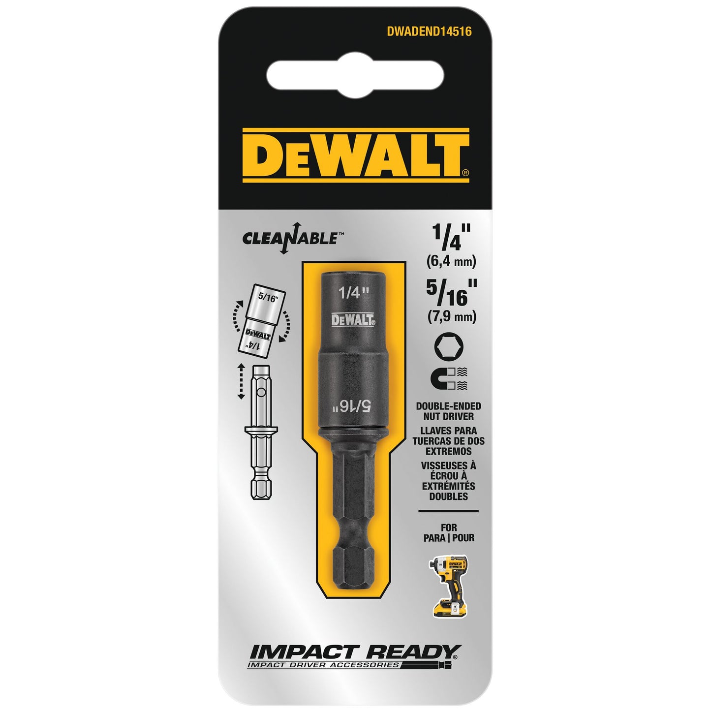 DeWalt DWADEND14516 1/4" + 5/16" Double-Ended/Detachable Nut Driver