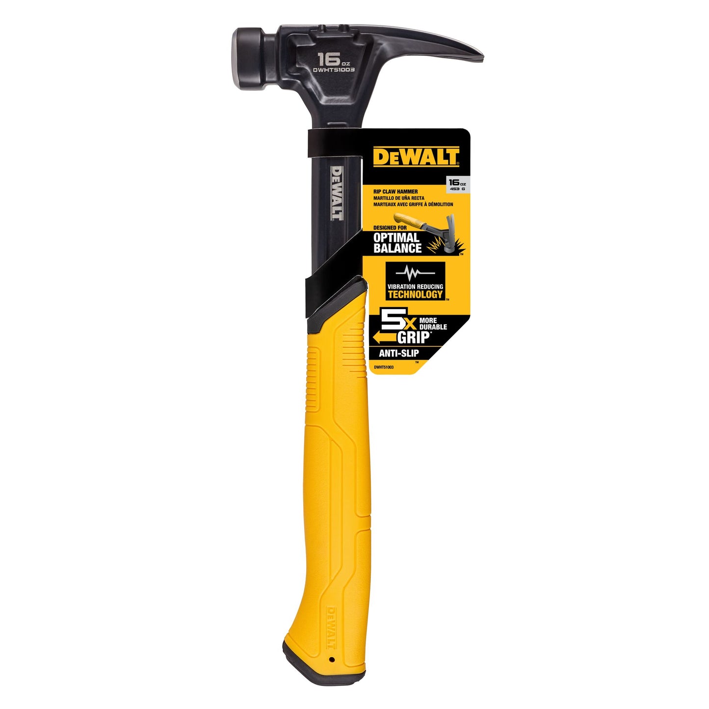 DeWalt DWHT51003 16oz Smooth-Face Curved Claw Hammer