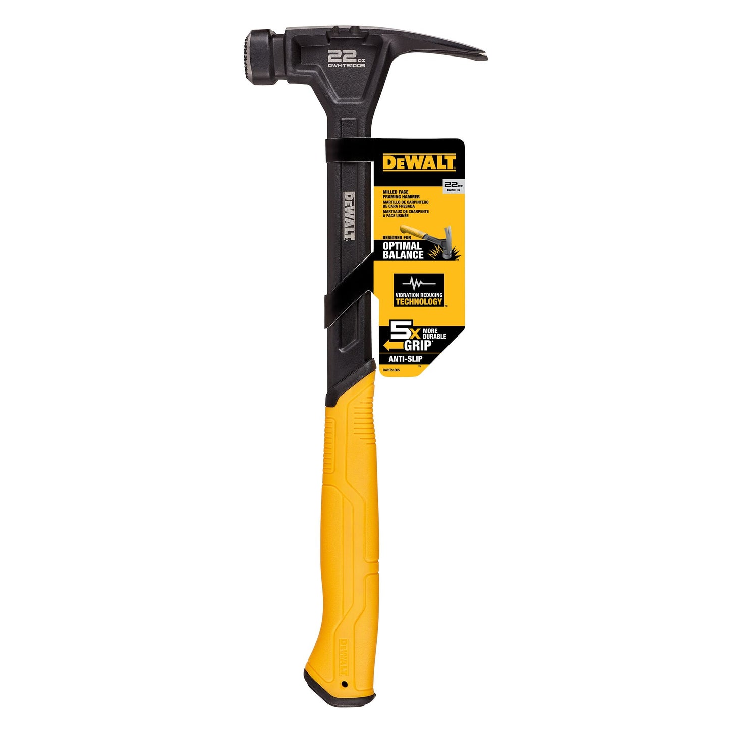 DeWalt DWHT51005 22oz Milled-Face Rip Claw Steel Hammer