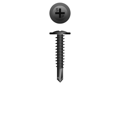 M85B - Strong-Point Phillips Modified Truss (R/W) Head, Black Oxide Coated, 8-18 x 1-1/4, #2 Point, Box of 5,000